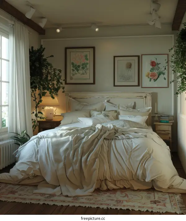 Rustic Bedroom with Floral Prints