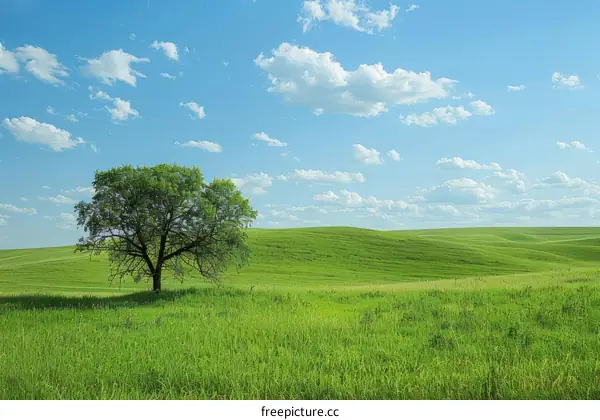 Lonely Tree in the Vast Grassland