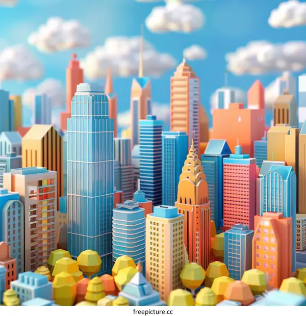 Colorful Cityscape - 3D Rendering