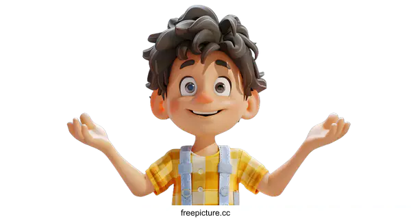 [Transparent Background PNG]Smiling Cartoon Boy with Open Arms