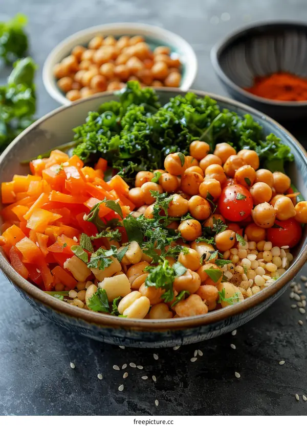 Chickpea Salad with Roasted Red Peppers and Tomatoes