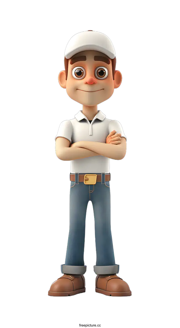 [Transparent Background PNG]Confident Cartoon Delivery Man