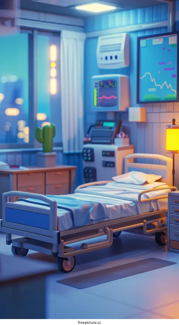 An illustration of a hospital room interior