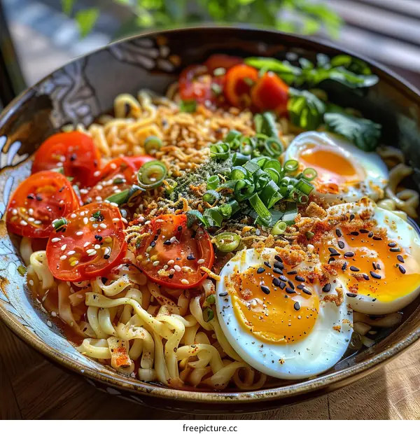 Noodles with tomatoes and eggs