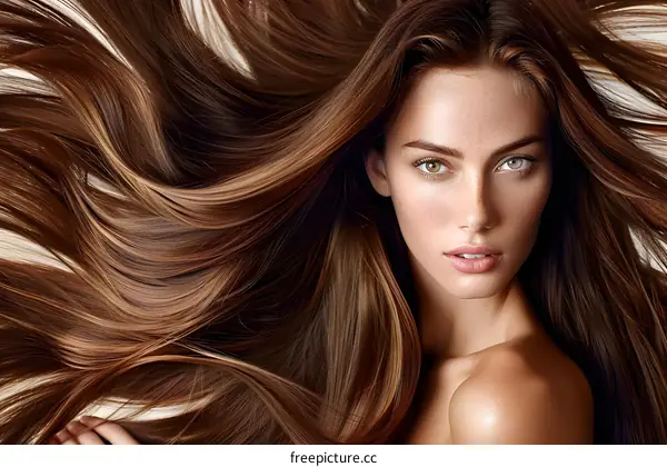 Beautiful Woman with Long Brown Hair