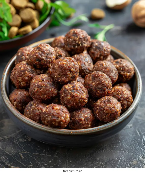 Homemade vegan protein balls with nuts and seeds