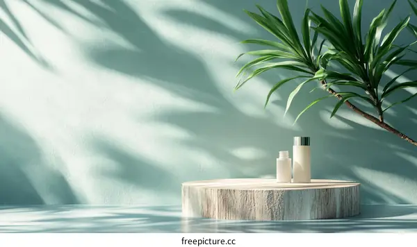 Elegant Skincare Product Display Against Teal Background