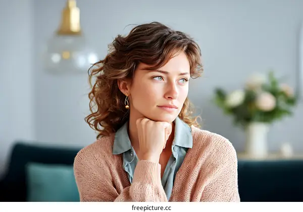 Thoughtful Woman Contemplating