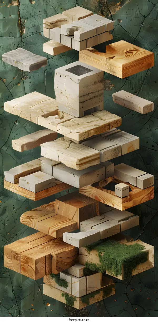 Abstract Composition of Wood and Stone