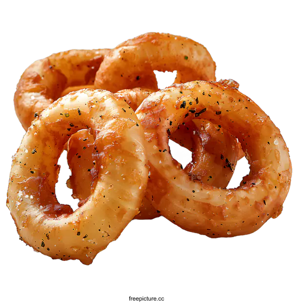[Transparent Background PNG]Crispy Fried Onion Rings on White Background