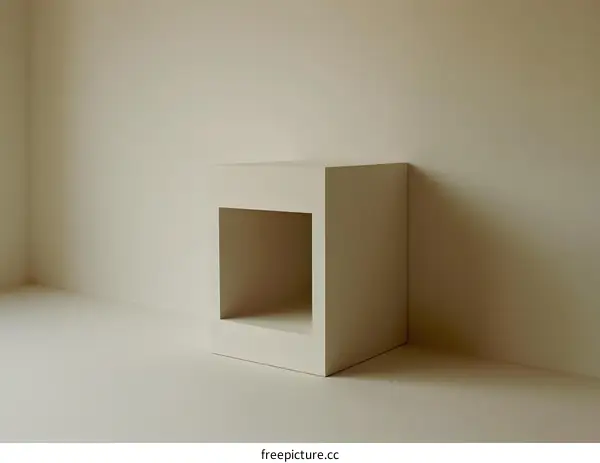 Minimalist White Cube with Cutout Shelf