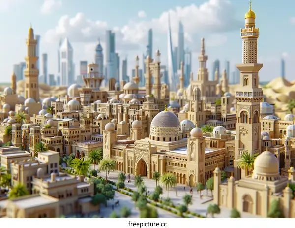 A beautiful miniature model of an Arabian city