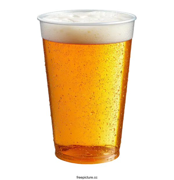 [Transparent Background PNG]Cold Beer in a Plastic Pint Glass