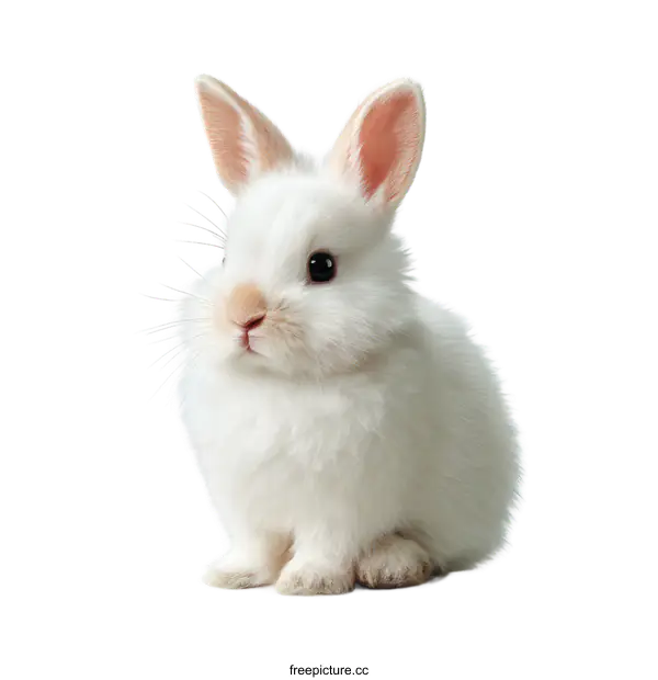 [Transparent Background PNG]Adorable White Baby Rabbit on a White Background