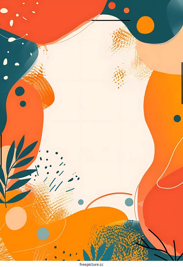 Abstract Background With Orange, Teal, And White Colors