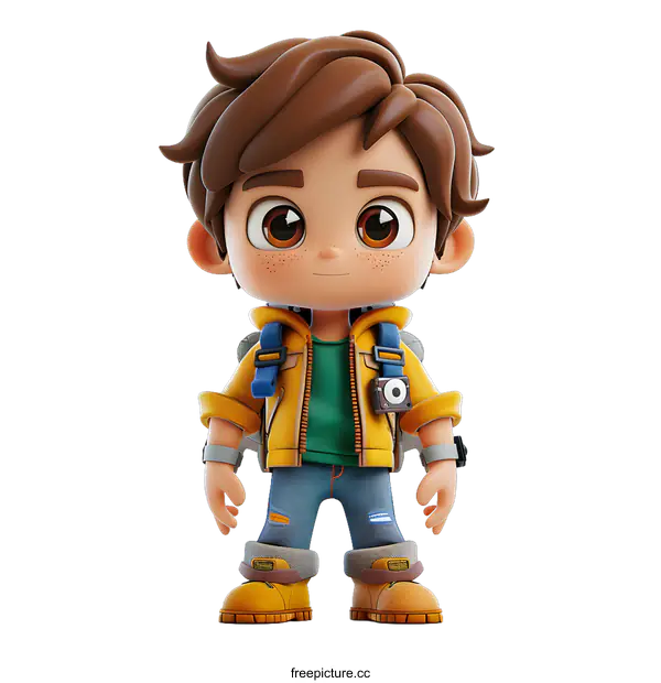 [Transparent Background PNG]3D Cartoon Boy Ready for Adventure