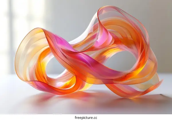 Abstract 3D Rendering of Intertwined Translucent Shapes