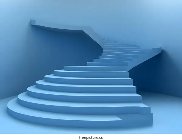 Abstract Blue Stairway Interior Design