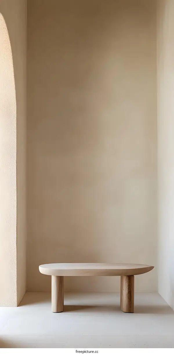 Modern Wooden Coffee Table In Minimalist Interior