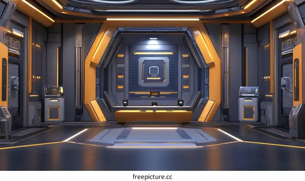 Futuristic Interior Design Spacecraft Corridor