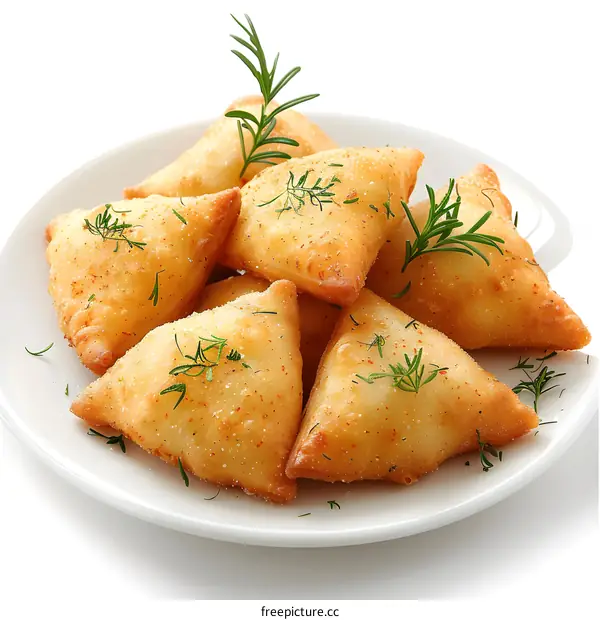 Delicious Fried Samosas on White Plate