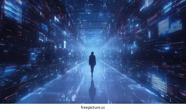 Digital Corridor with a Person