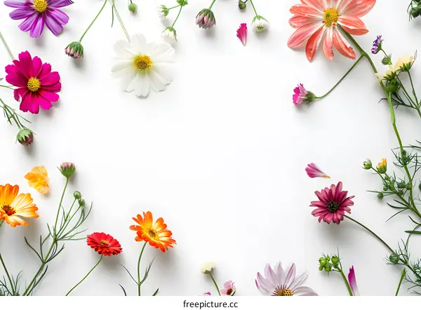 Colorful Flower Arrangement On White Background