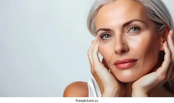 Portrait of a Beautiful Woman With Gray Hair