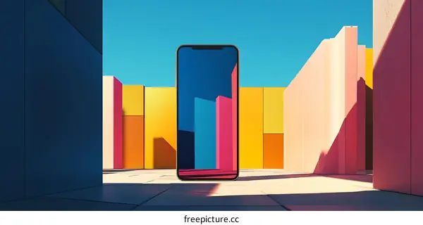 Modern Minimalist Phone Illustration With Colorful Walls