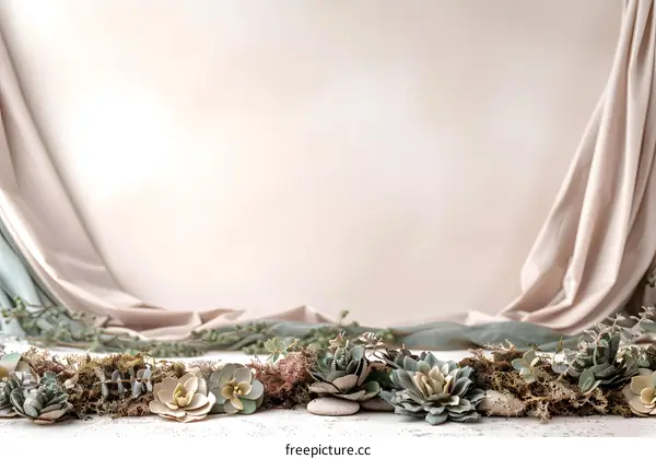 Succulents and Fabric Background for Product Photography