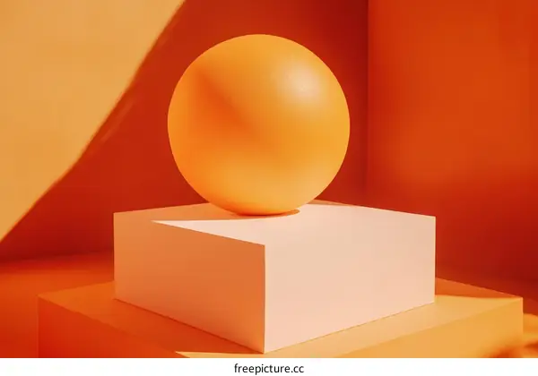 Geometric Orange Sphere on a Pastel Display