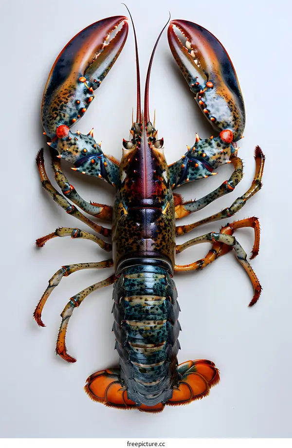 A studio shot of a lobster