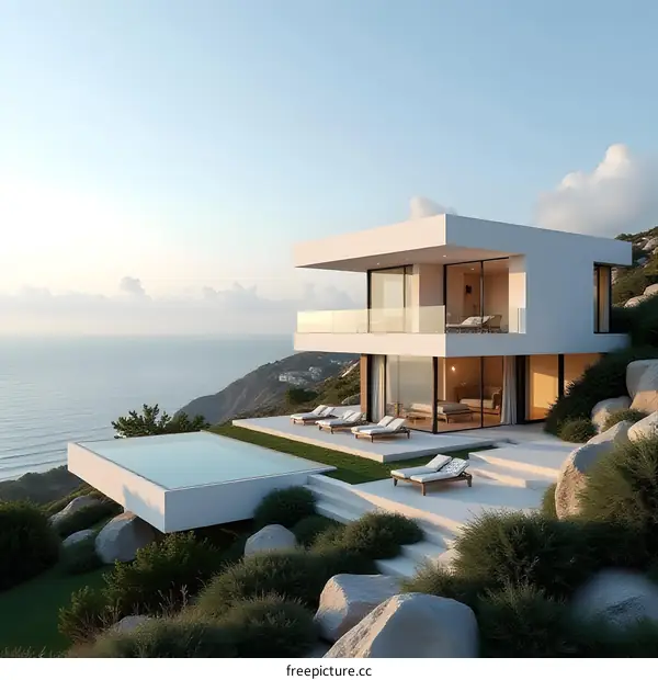 Modern White House with Infinity Pool and Ocean View