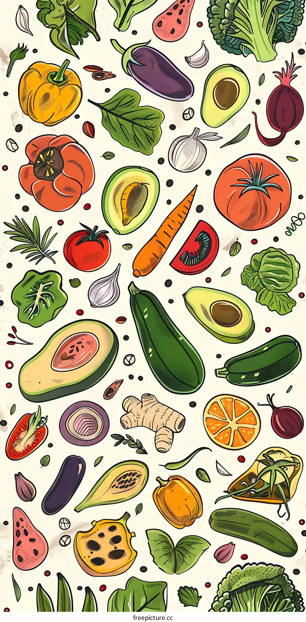 Colorful Hand Drawn Vegetable Illustration