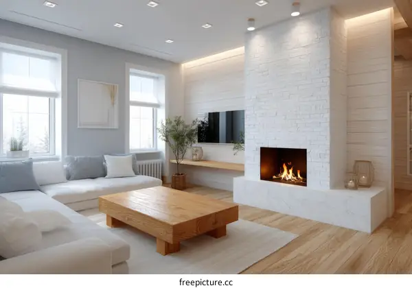 Modern Cozy Living Room with Fireplace
