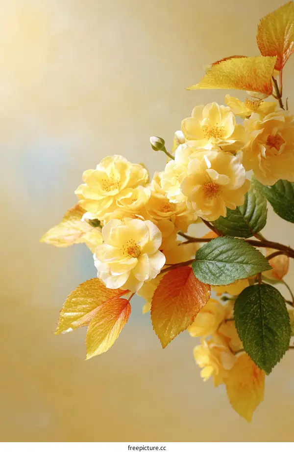 Beautiful Yellow Flowers and Leaves
