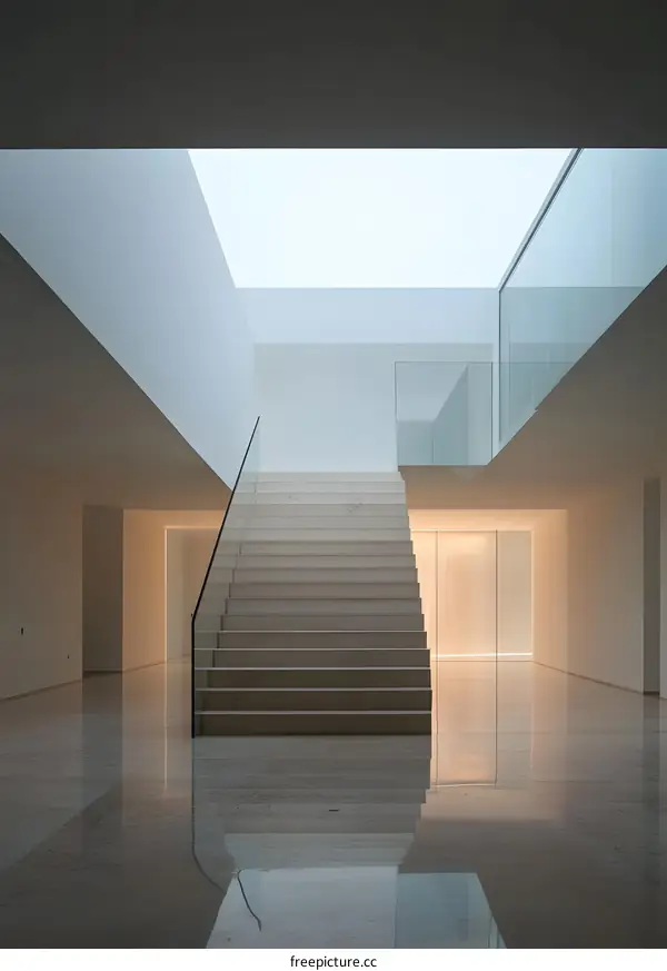 Modern Interior Design with Staircase and Skylight