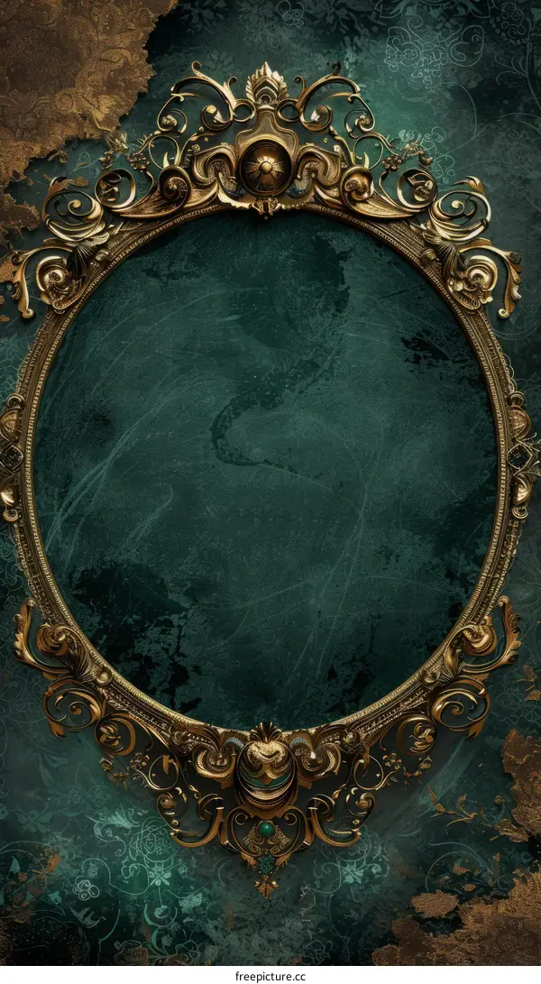 Ornate Gold Frame with Green Background