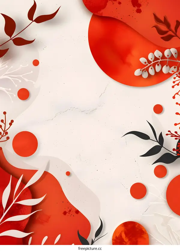 Abstract Red and White Floral Background