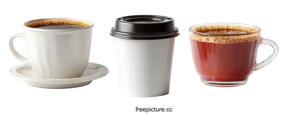 [Transparent Background PNG]Coffee Cups on White Background