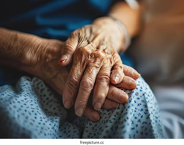 A wrinkled hand of an elderly person