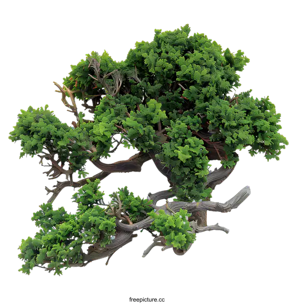 [Transparent Background PNG]Green Bonsai Tree Isolated on White Background