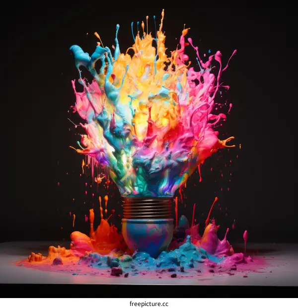 Colorful Paint Explosion Light Bulb