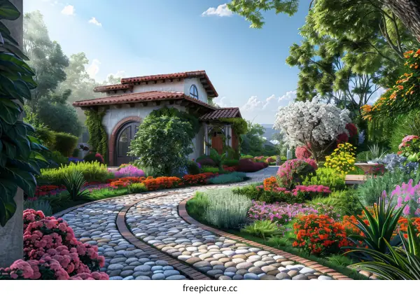 Vibrant Garden Bursting with Colorful Blooms