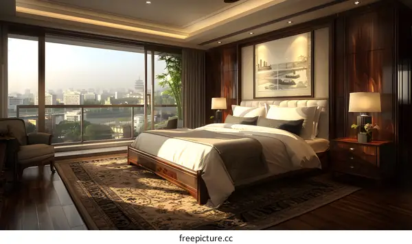 Luxurious Bedroom with City View