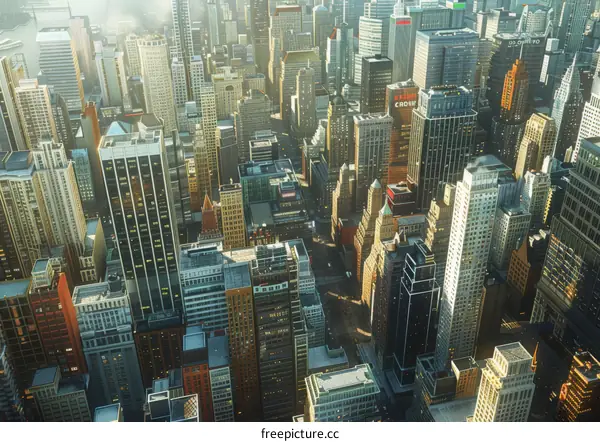 High Angle View of a Modern Cityscape