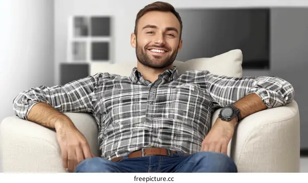 Relaxed Man in Comfortable Living Room Setting