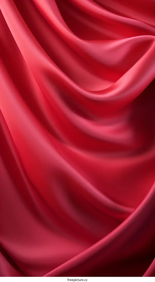 Red silk fabric with waves