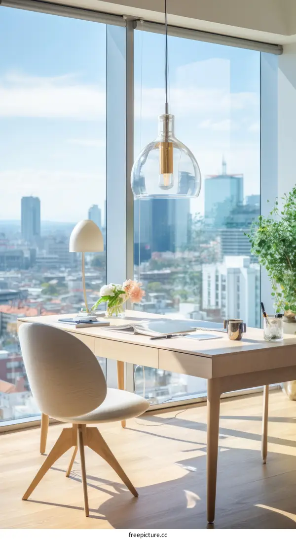 Modern Desk with City View