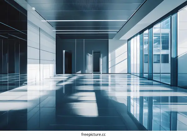 Modern Office Building Interior Empty Hallway